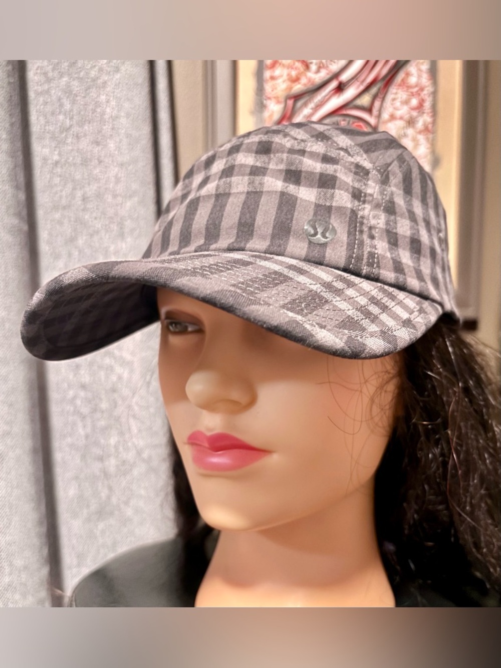Lululemon Gray Plaid Gingham Hat Cap Adjustable